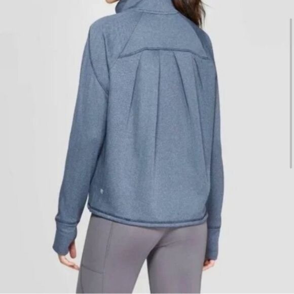 Champion Womens Full-Zip Athletic Jacket L Blue Herringbone High Collar Polyeste - Picture 11 of 11